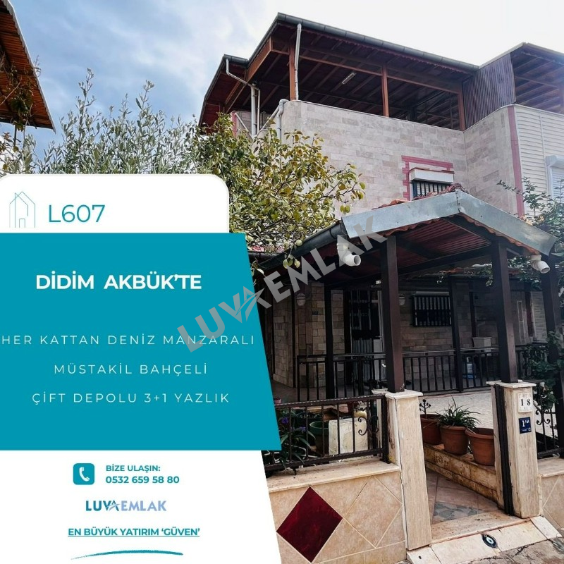 DİDİM AKB&Uuml;K'TE HER KATTAN DENİZ MANZARALI 3+1 BAH&Ccedil;ELİ YAZLIK