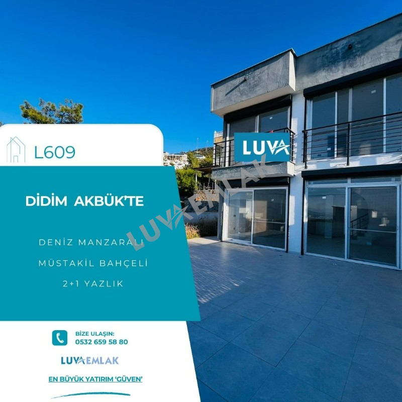 DİDİM AKB&Uuml;K'TE DENİZ MANZARALI M&Uuml;STAKİL BAH&Ccedil;ELİ 2+1 YAZLIK